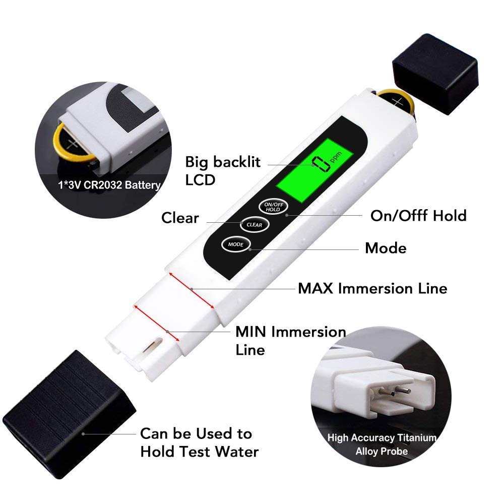 PH Meter & TDS Meter Combo, Upgraded Backlight PH TDS EC & Temperature 4-in-1 Water Tester, High Accuracy Digital Water