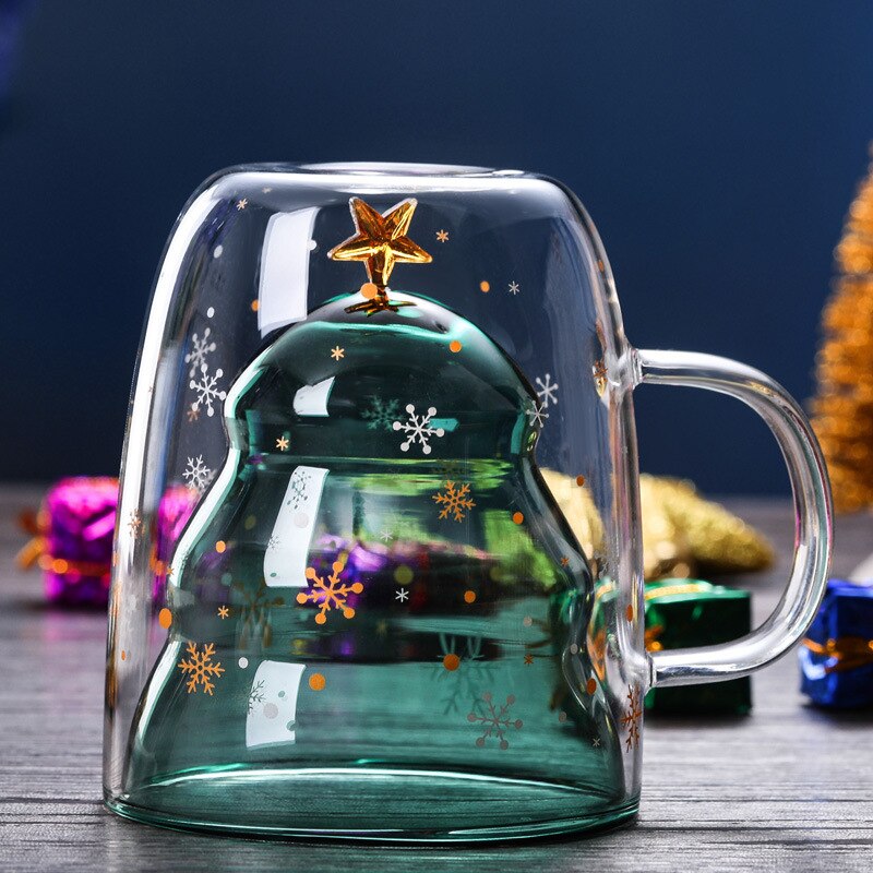 Multi-Farbe Weihnachten Baum Bodum Doppel Schichten Glas Kaffee Tasse Teetasse Milch Tee Trinken Becher Beste Weihnachten Präsentieren Zu liebhaber freundlicher