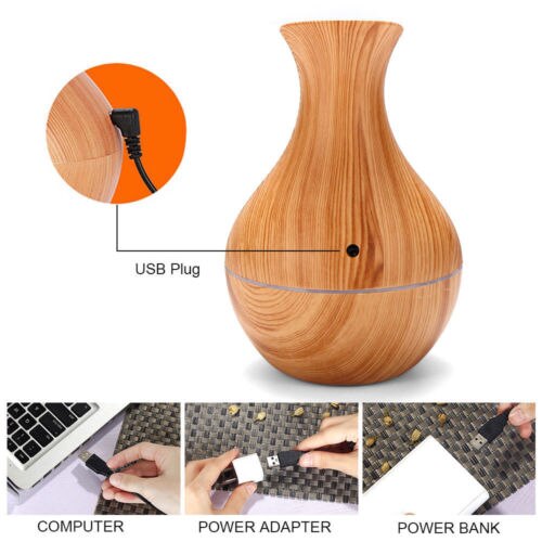 300ML Air Humidifier Essential Oil Diffuser wood grain Aromatherapy diffusers Aroma purifier MistMaker led light for Home