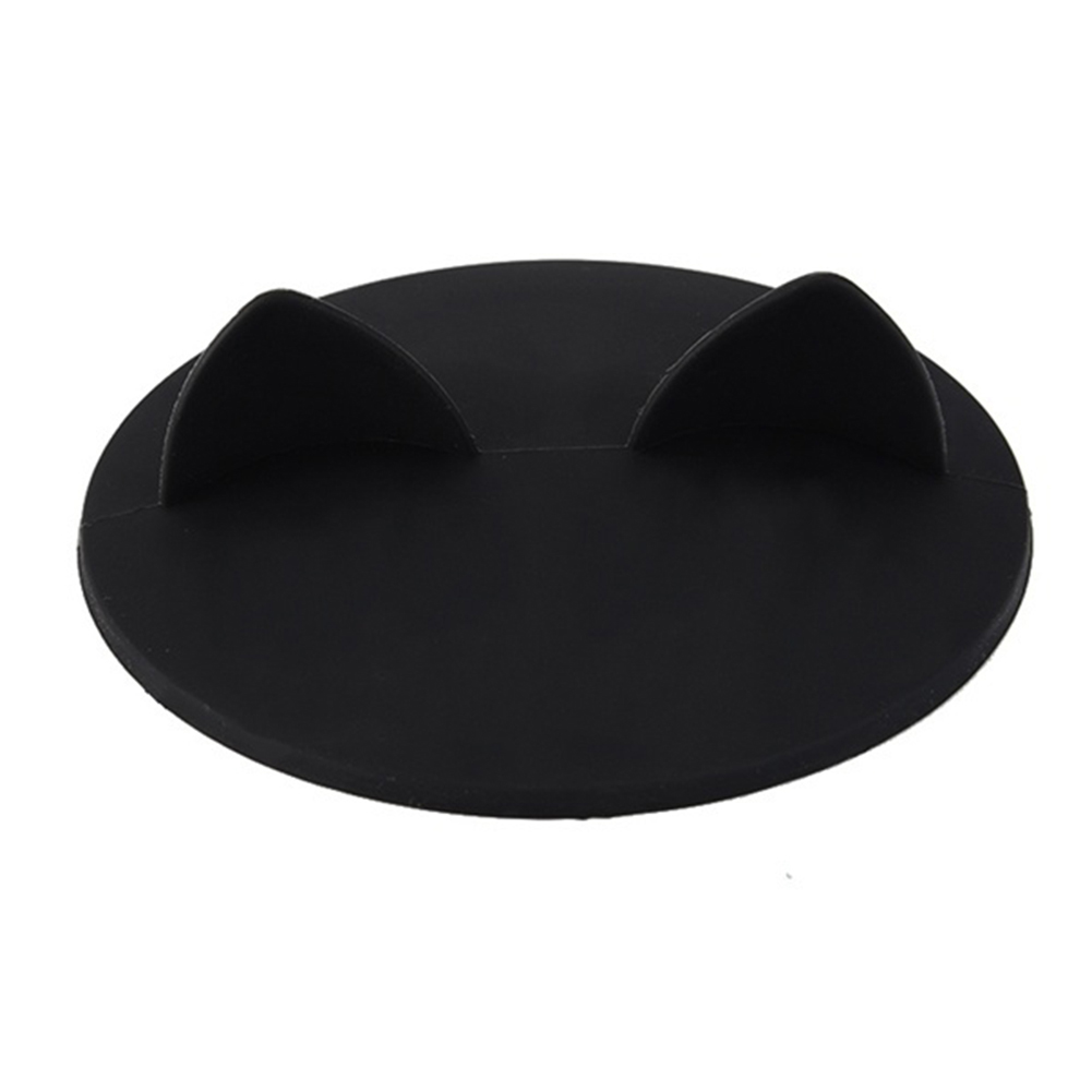 Food-grade Silicone Cat Ear Coffee Mug Glass Cup Cover Lid Cap: black