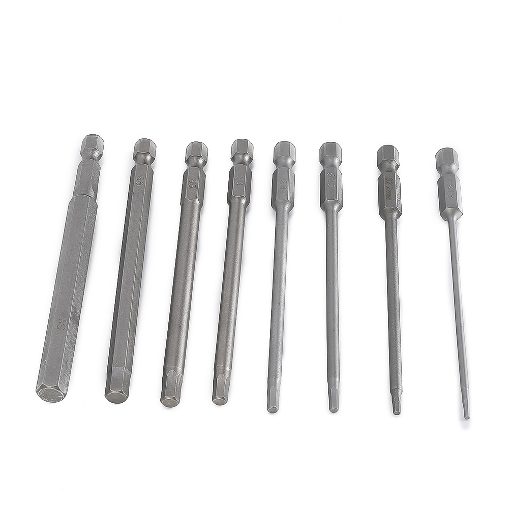 Juego de brocas de llave Allen de cabeza hexagonal, puntas de destornillador Allen de 100mm, punta magnética, llave hexagonal, herramientas manuales, 8 Uds.