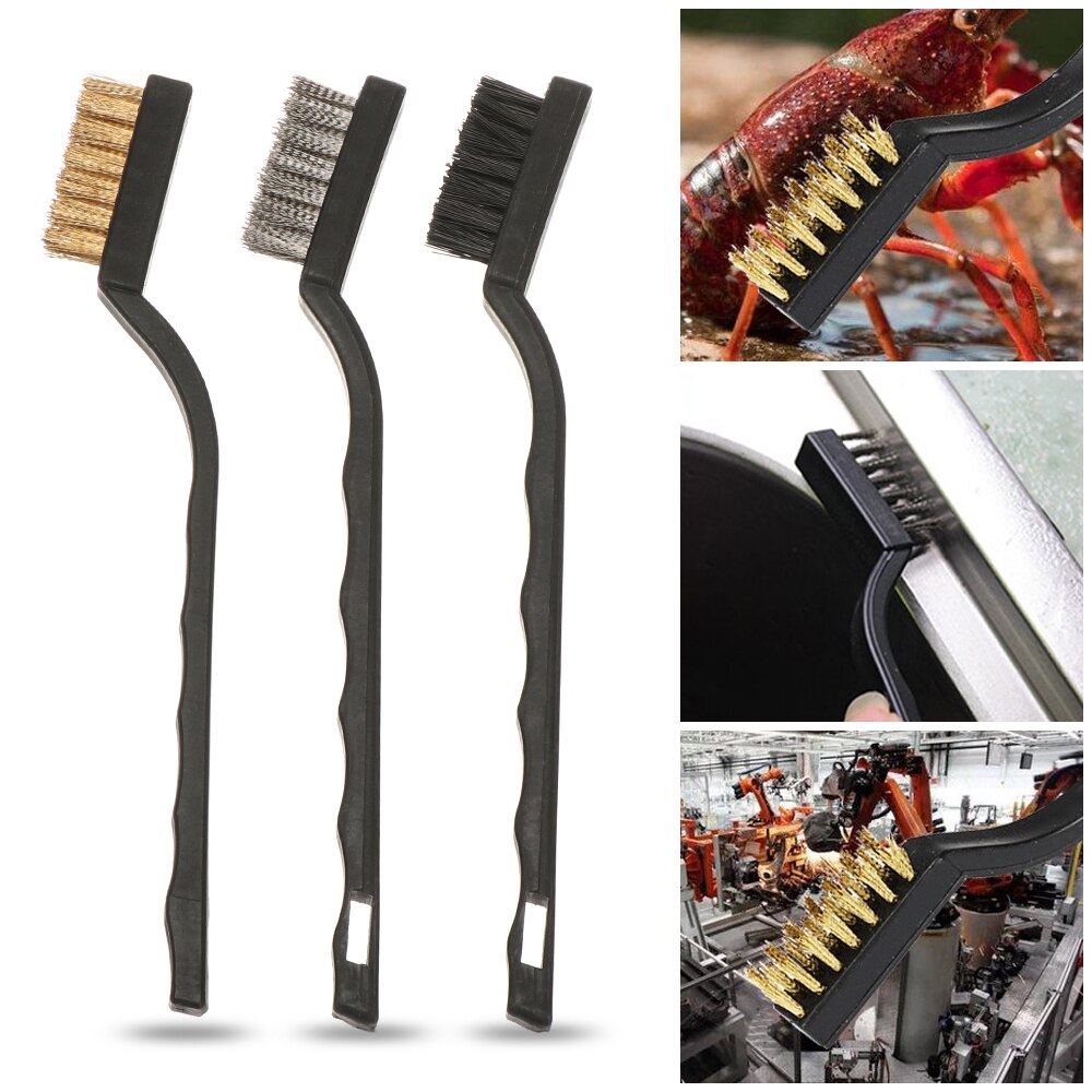 Multifunktionel stålbørste håndstål messing nylon metal rustmalingsfjerner ren overflade rustfrit stål grill rengøringsværktøj