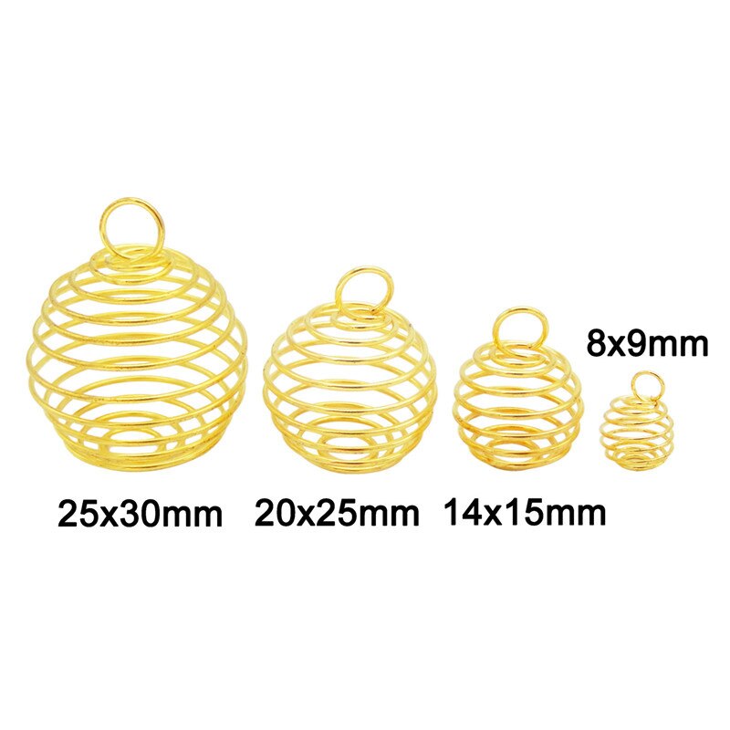 10-40 pièces spirale perle Cages pendentifs porte-pierre breloques collier Cage pendentifs pour la fabrication de bijoux résultats accessoire: 16mm / Or