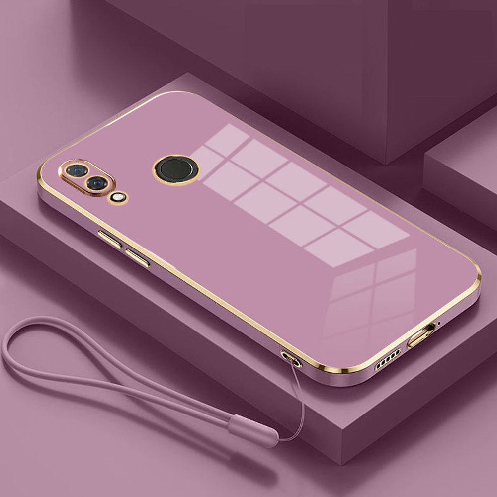 Para Honor 8X funda Honor View 10 Lite funda de teléfono JSN-L11 JSN-L21 JSN-L22 JSN-L23 funda trasera de silicona Fundas revestimiento cuadrado de lujo: Aluminio / Beige