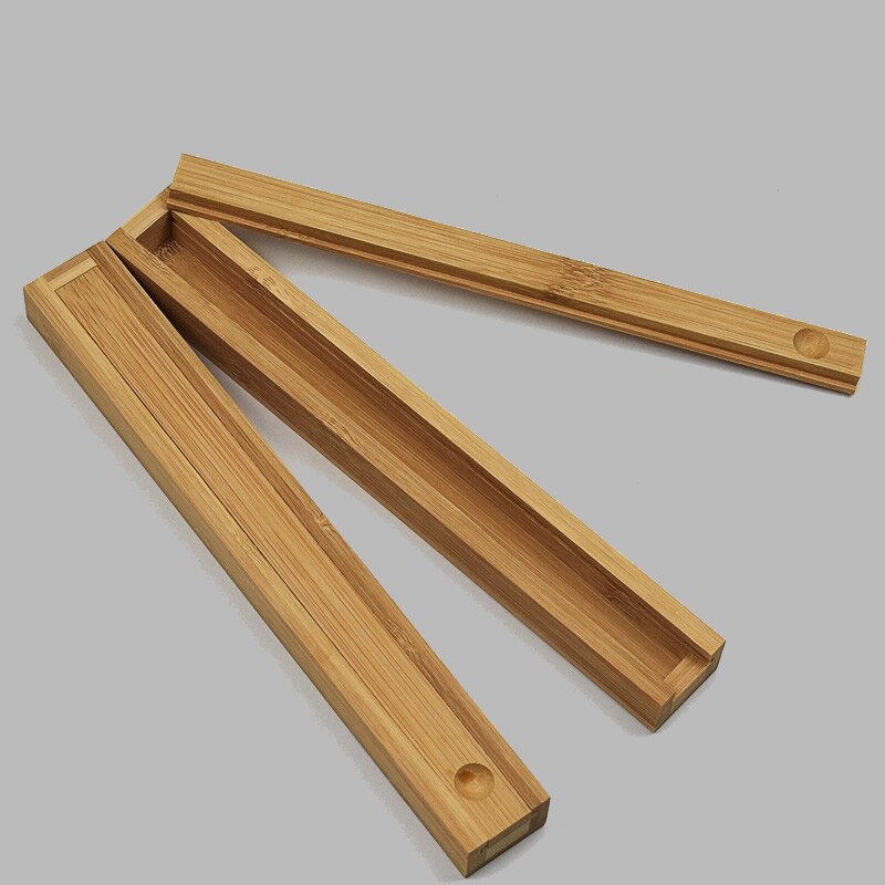 Palillos chinos de madera de bambú de acero inoxidable palillos de metal caja de madera del almacenaje caja de palillos chinos portátil para la venta