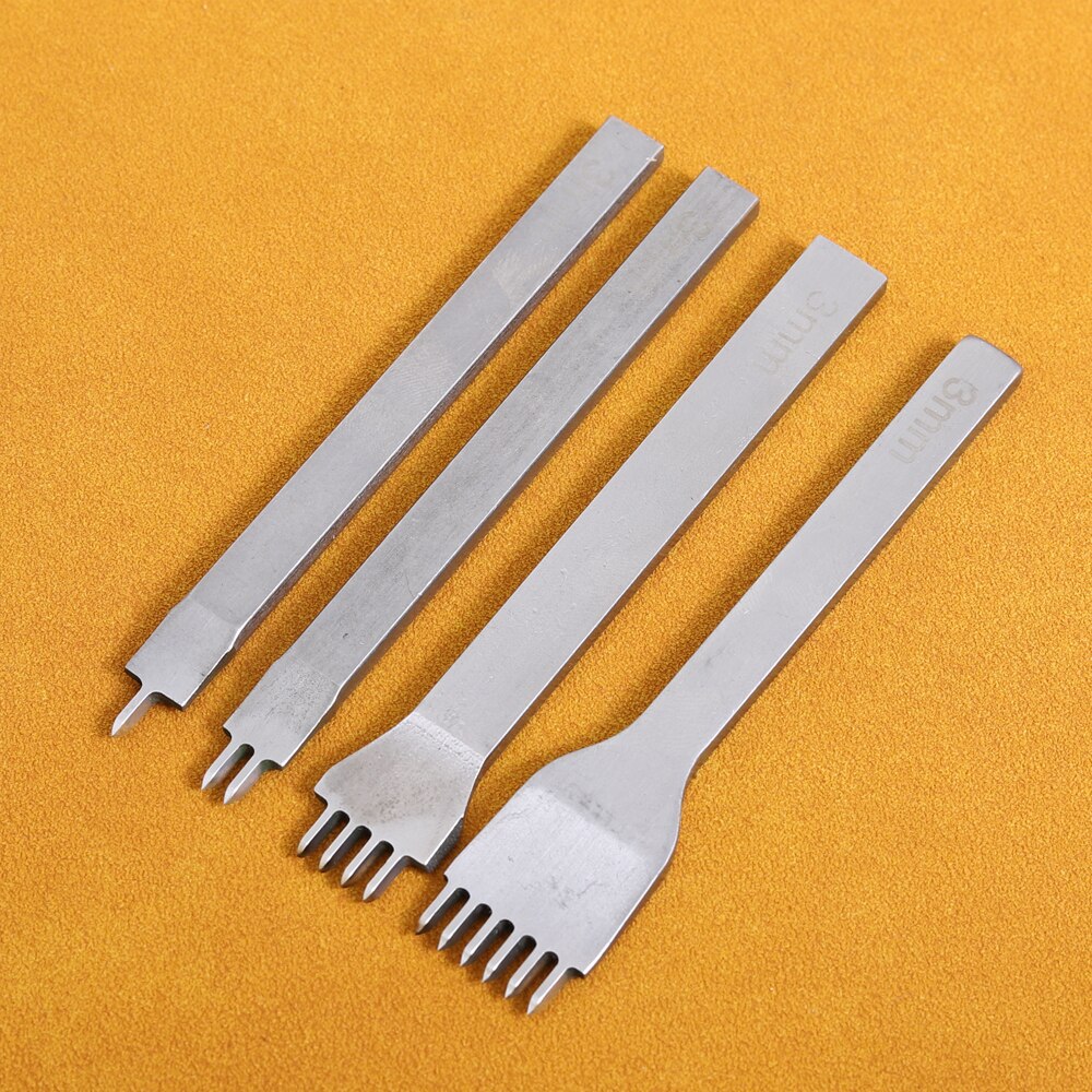 ZEVENS Leather Chisel Hole Punch Stitching Tool Teeth Polished Diamond Pricking Iron Leather Craft tool 3/4mm 1-2-4-6 teet: 3mm