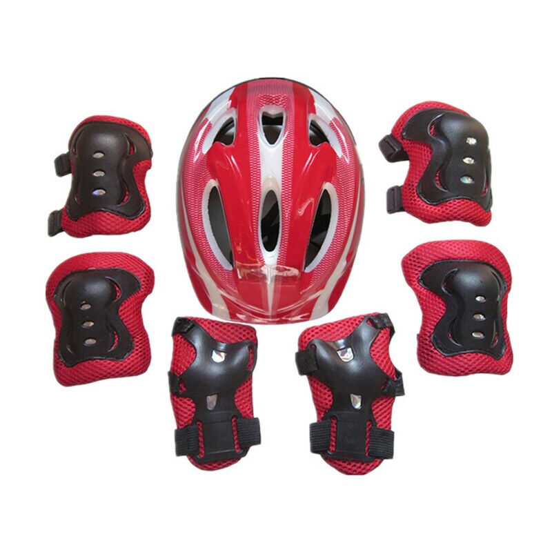 7 st/set barnscooter cykelhjälm knäskydd armbågsskydd och handledsstöd