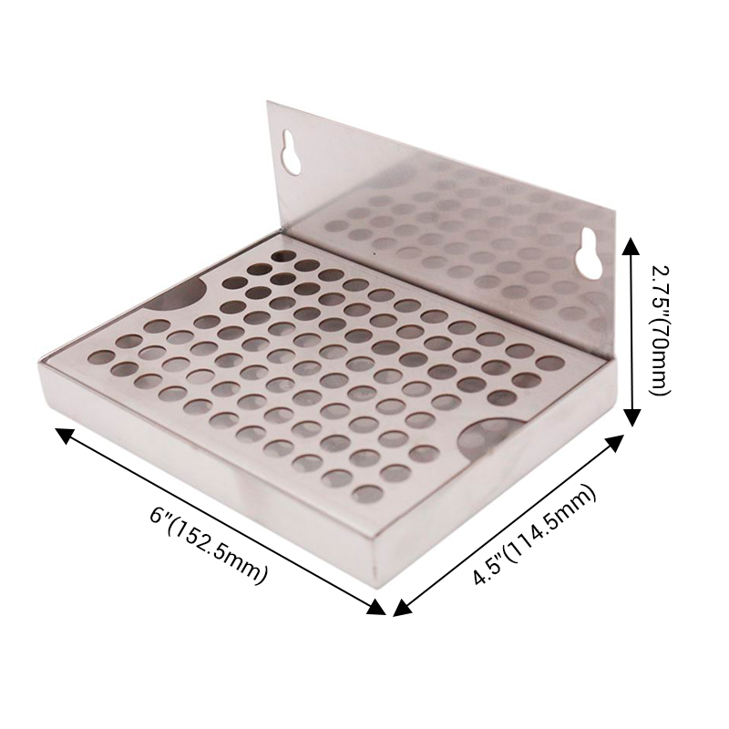 6" Wall Mout Beer Drip Tray No Drain 304 Stainless Steel 6"L x 4.5"W Homebrew Kegging Draft Beer