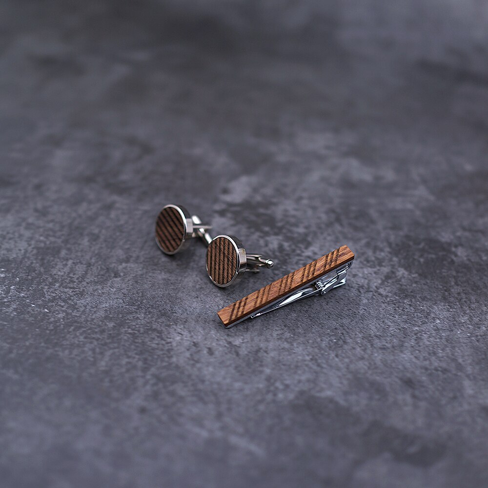 Pince à cravate en bois de pour hommes, pour hommes, ensemble de bijoux