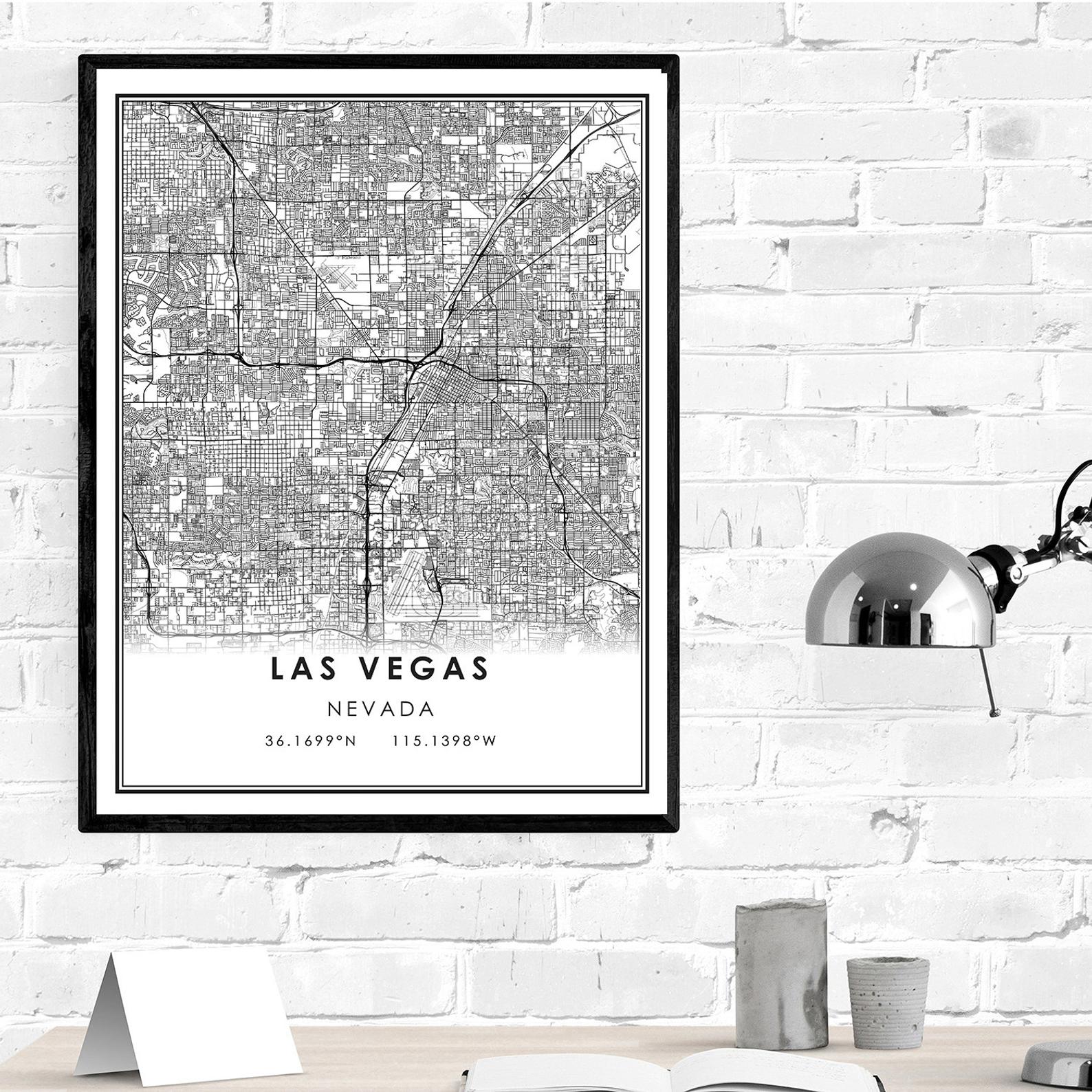 Las Vegas map print poster canvas | Las Vegas city map print poster canvas