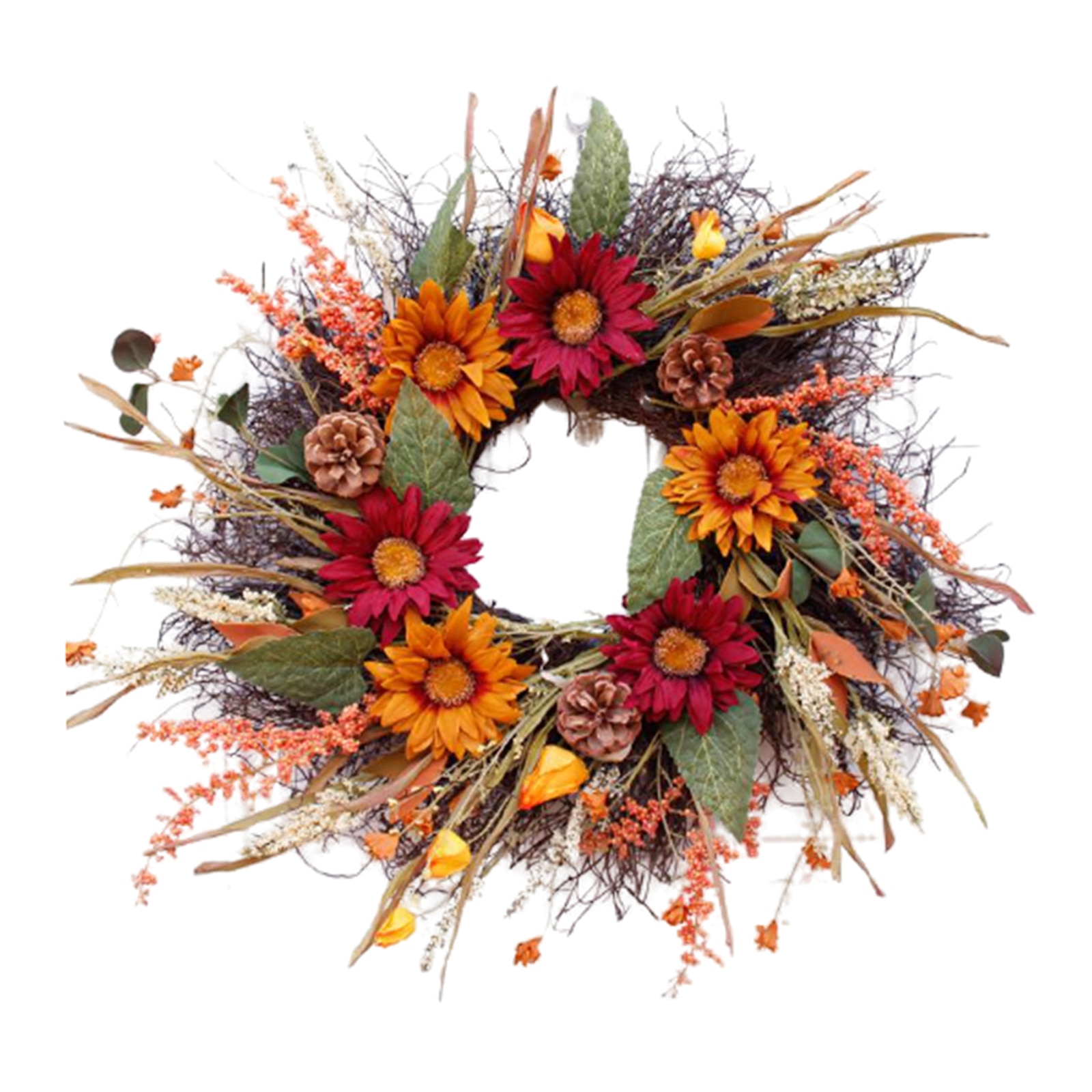 Artificial Sunflower Wreath, 2ft Large Round Wreath for Front Door Wingow Wall