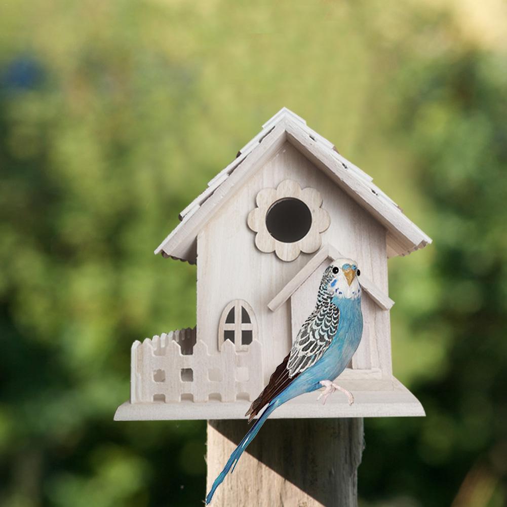 Bird House Box Wooden Bird House Nest Wall-mounted Outdoor Birdhouse Wooden Box Bird House 19x17x13cm