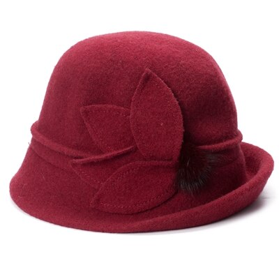 Vinter hatte til kvinder cloche hatte 60%  uld hatte til damer gatsby stil varm spand hat kirke kjole bryllup hat  a474: Vin