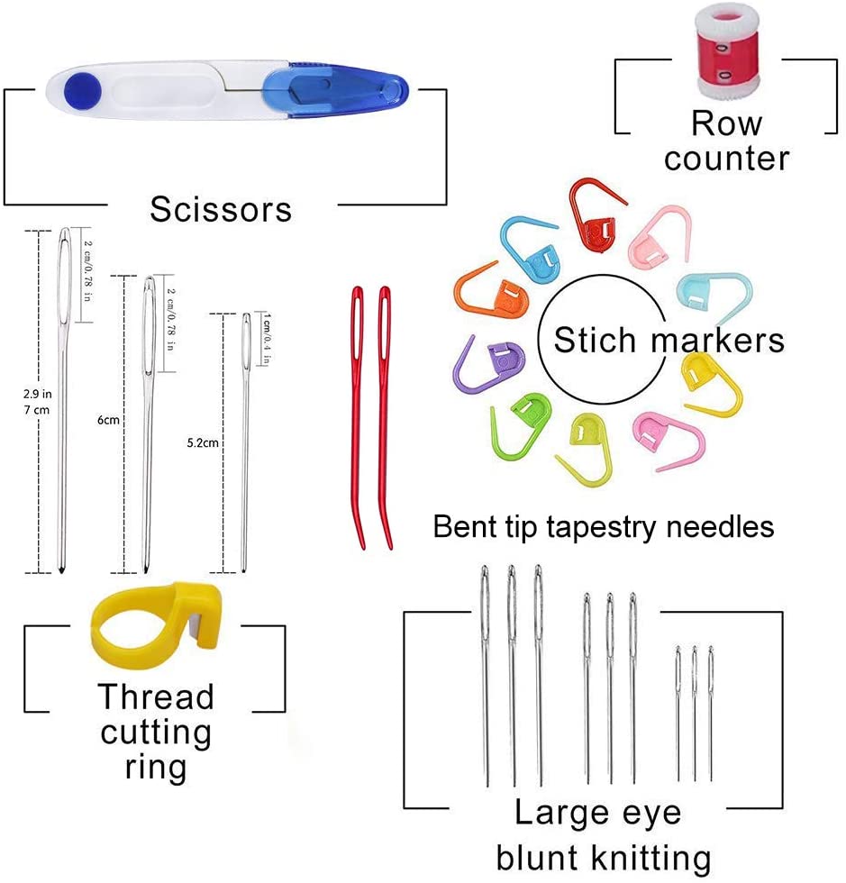 KAOBUY 38 PCS Crochet Hooks Set Crochet Large-Eye Blunt Yarn Weave Knitting Needles Kit Needle Set Weave Craft Tools With Bag