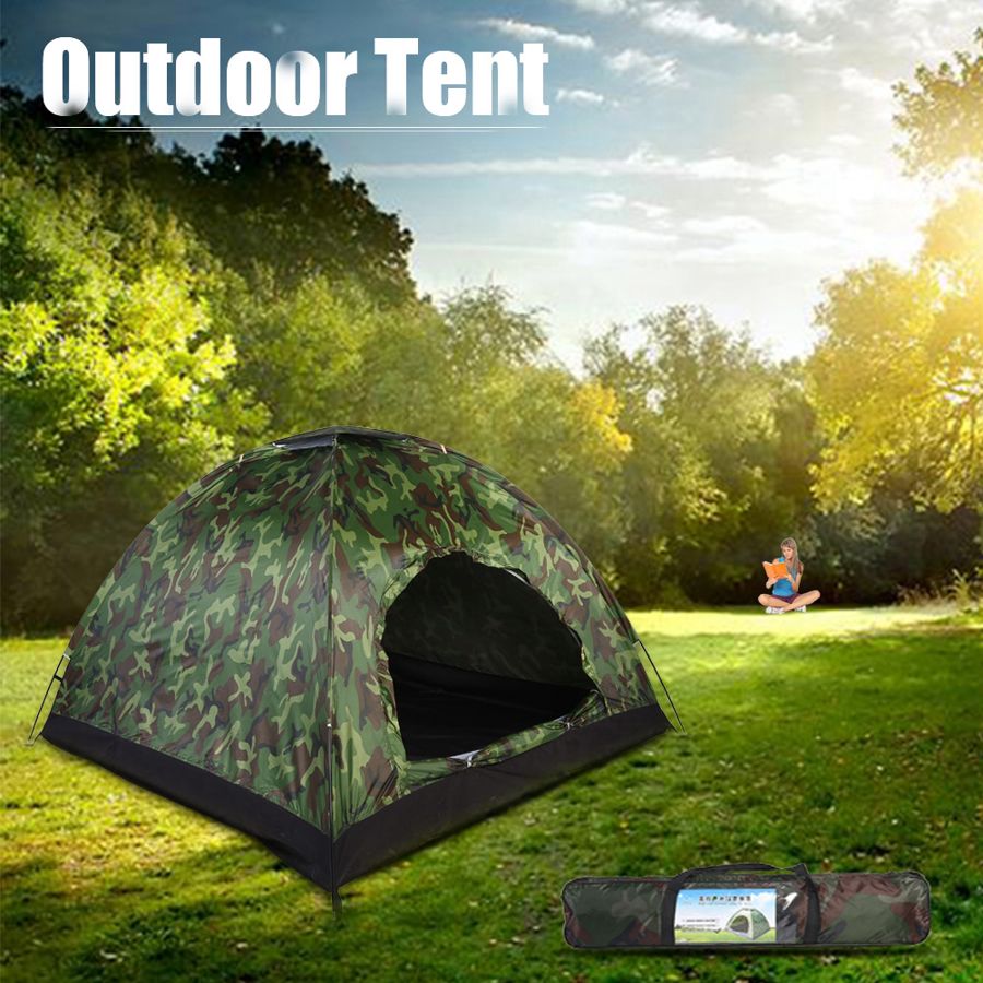 Kamouflage Campingtält - Ultralätt - 3-4 Personer - Utomhus - Vattentätt 1500mm - Aluminiumlegering