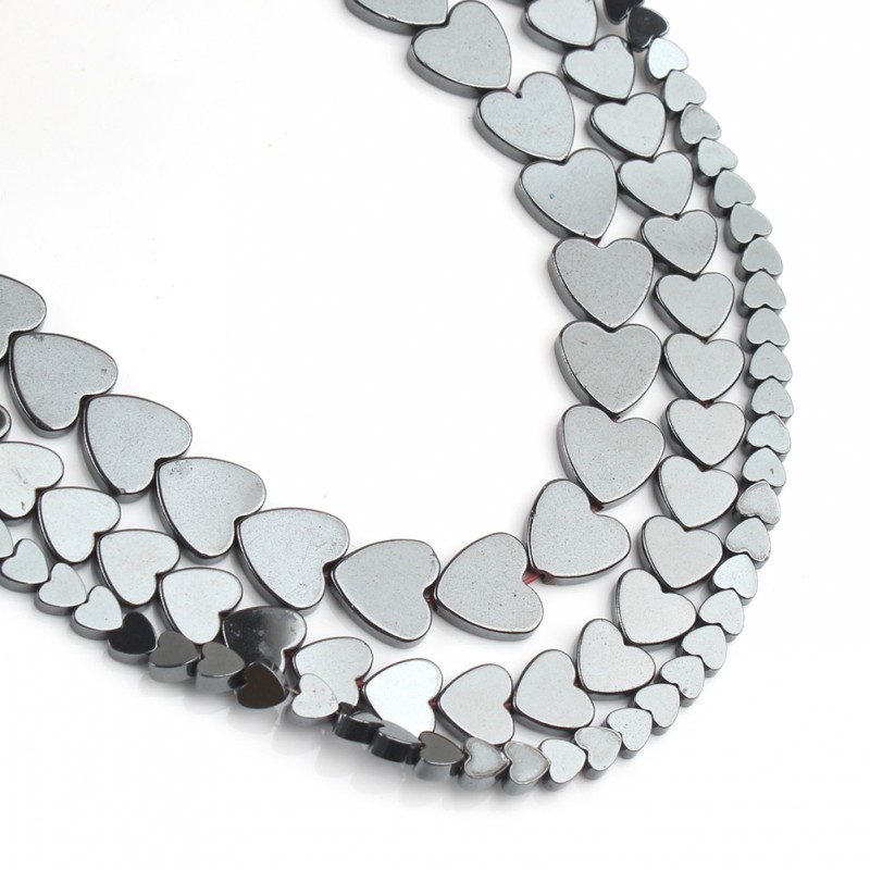 Pierre naturelle en forme de cœur d'amour, hématite, perles d'espacement amples pour la fabrication de bijoux, accessoires de Bracelet 15 ''4x4mm 7x6mm 10x10mm