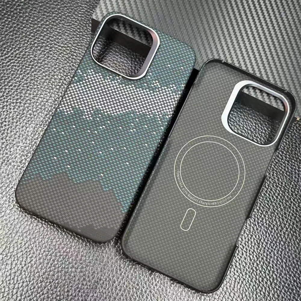 Para Magsafe funda magnética para iPhone 15Pro/ 16 Pro Max funda de fibra de carbono cubierta fina de fibra de aramida para iPhone 16pro funda de carbono