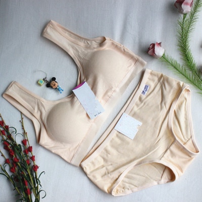 Kids Young Girl Students bra full of pure cotton thin underwear vest+Short Briefs Sets Girls Bra for Teens Children Bras Girl