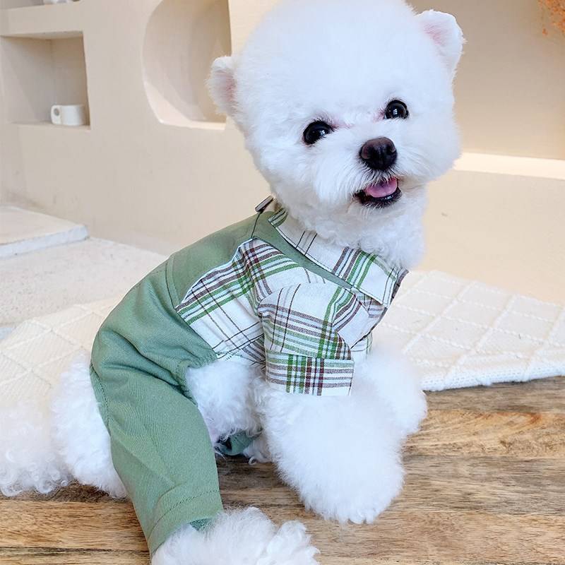 Mono con camisa a cuadros para perro y gato, mono de algodón para Primavera, traje para Chihuahua, ropa para Mascotas York, novedad