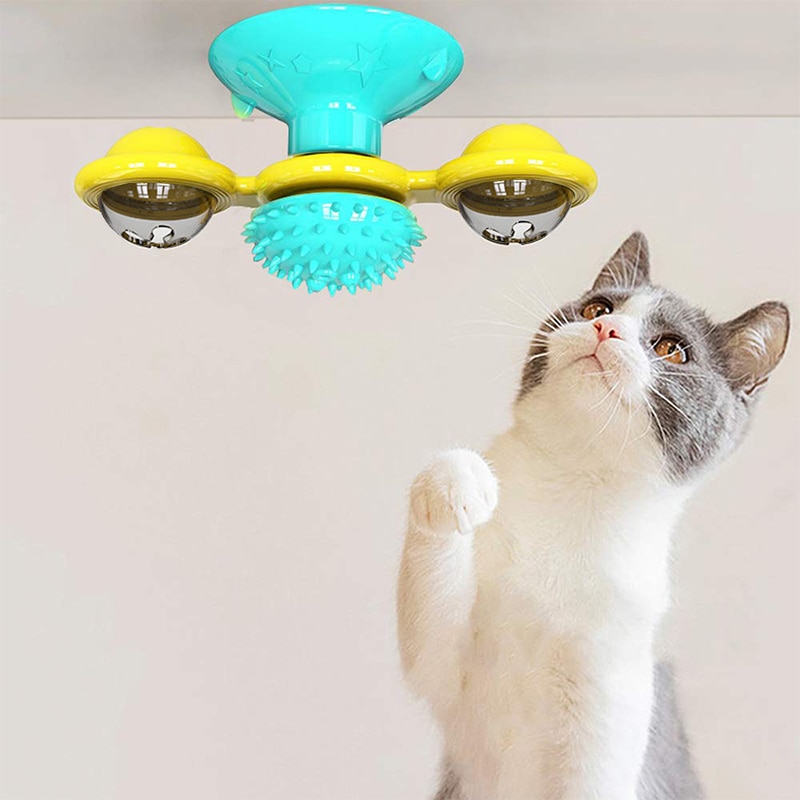 Windmill Cat Toy Interactive Pet Toys for Cats Puzzle Cat Game Toy With Whirligig Turntable for Kitten Brush Teeth Pet Supplies