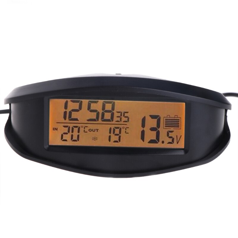 Termómetro Digital luminoso para coche, reloj de mesa LED para interior/exterior, voltímetro, tiempo, AlarmBlue, naranja, retroiluminación EC98