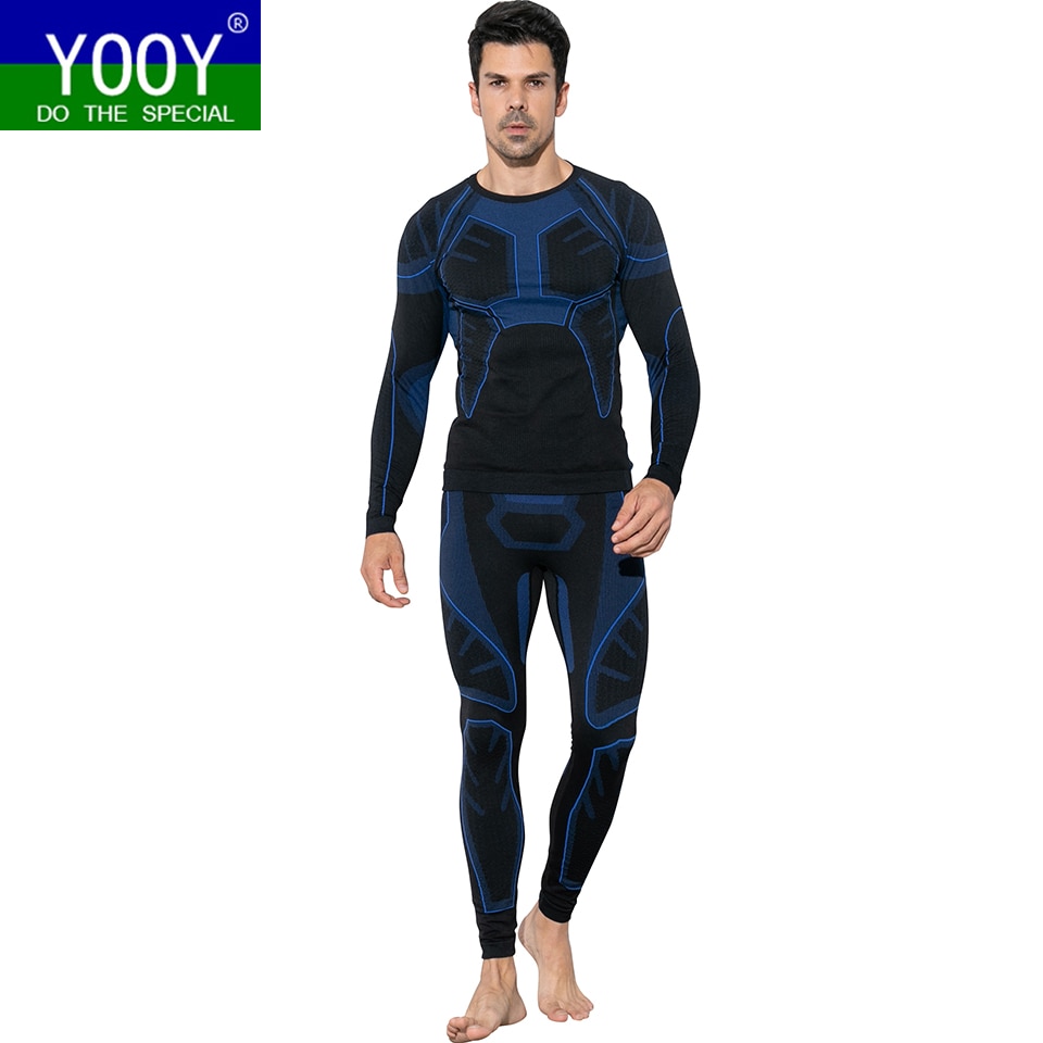 Yooy mænd & #39 ;s termisk skiundertøj sæt sport hurtigtørrende funktionel kompression træningsdragt fitness stramme skjorter jakker sportsdragter