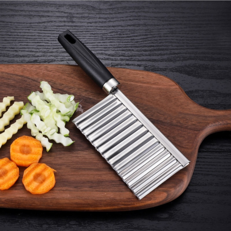 Keuken Snijplank - Roestvrij Staal - Aardappel Ui Snijder Mes - Gegolfd Gadget Gereedschap - Fruit & Groente Snijder