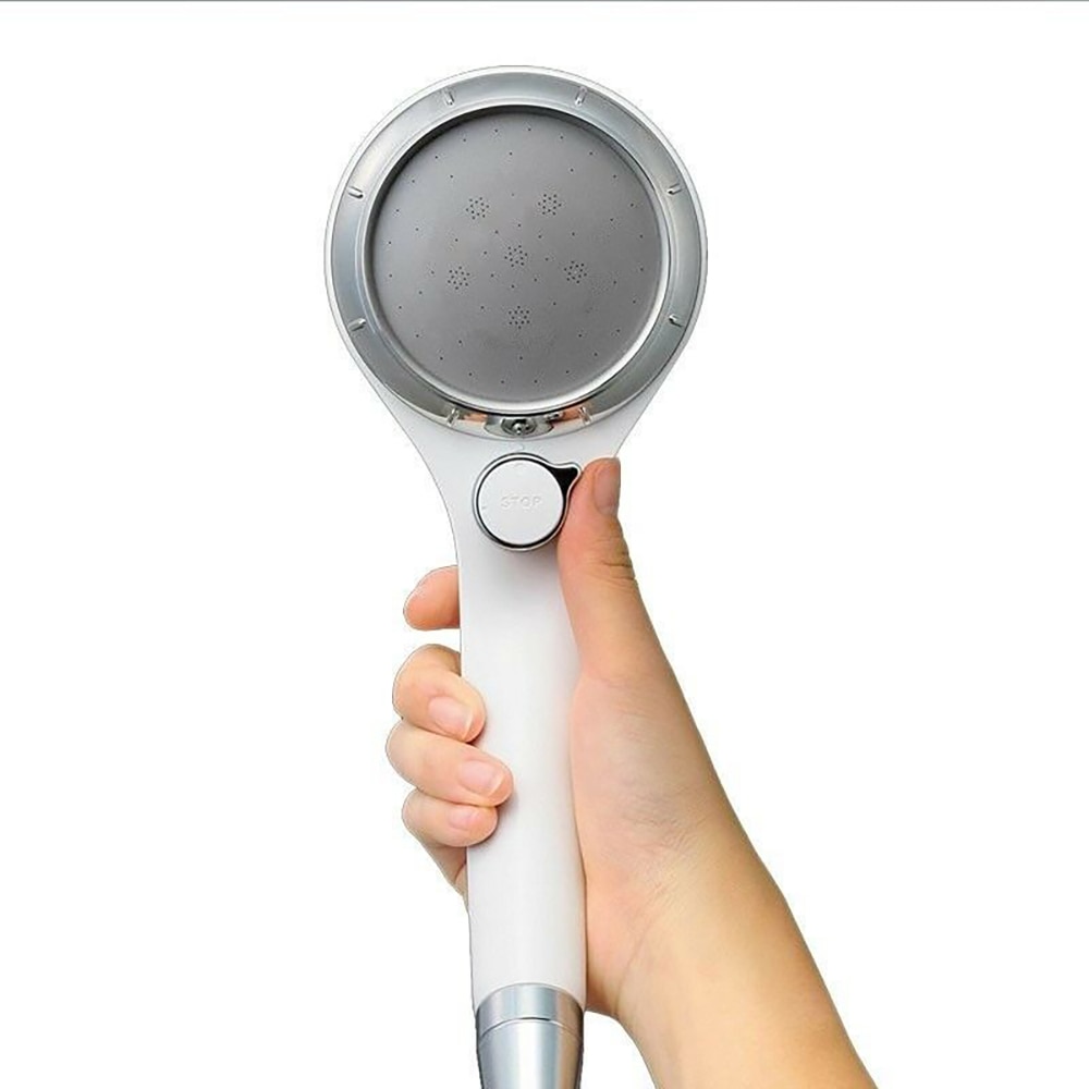 Stainless Steel Handheld Shower Head,Shower Handle with A Shut Off Switch And Button Of Adjusting Water