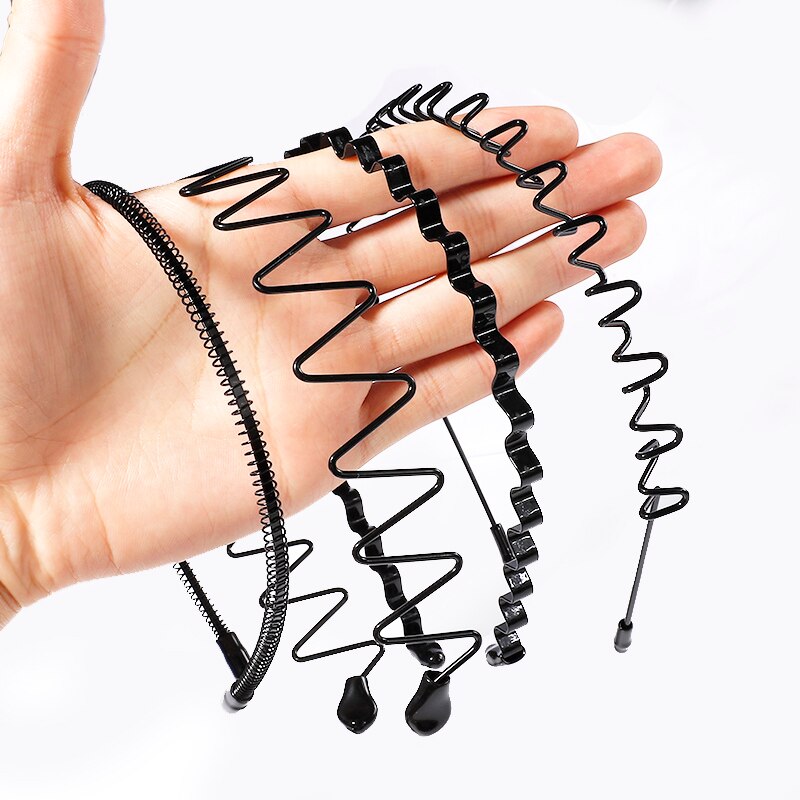 Simple Unisex Hair Band Headband Black Metal Waved Style For Unisex Invisible Sports Hair Card Hair Accessories