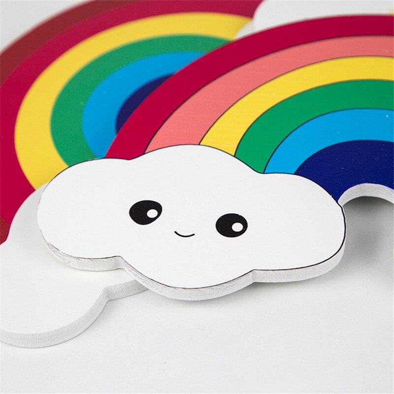 1pcs Nordic Kids Nursery Handmade Wooden Rainbow Cloud Hanging Decor Children Baby Room Hanging Wall Decor for Baby Bed Bumper
