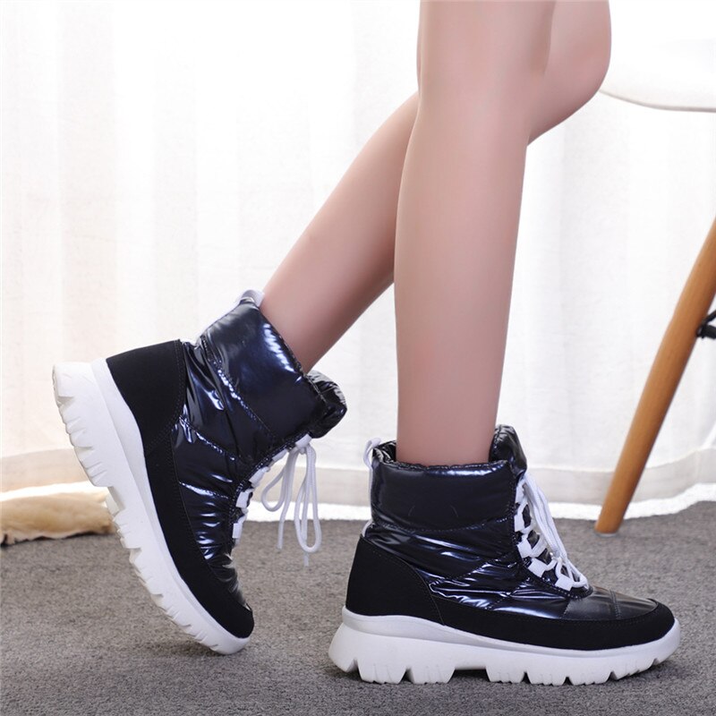 Morazora Winter Vrouwen Laarzen Lace Up Platform Dikke Bont Snowboots Waterdicht Schoeisel Dames Enkellaars Vrouwen Katoen