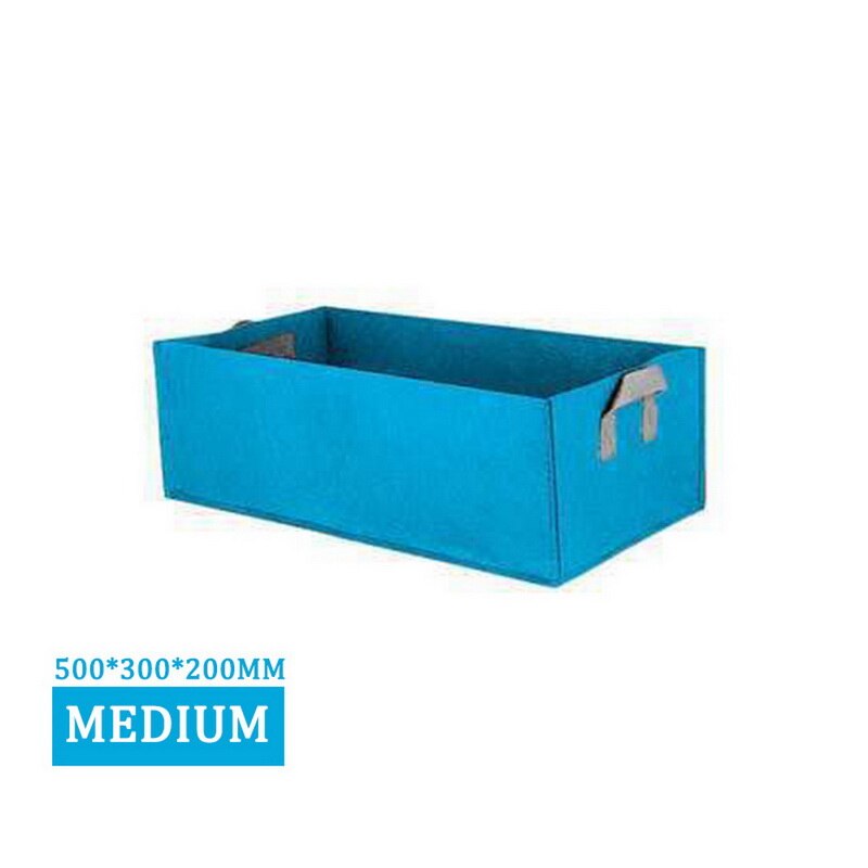 Fabric Raised Garden Bed Square Garden Flower Grow Bag Vegetable Planting Bag Planter Pot With Handles For Plants Flower: M blue