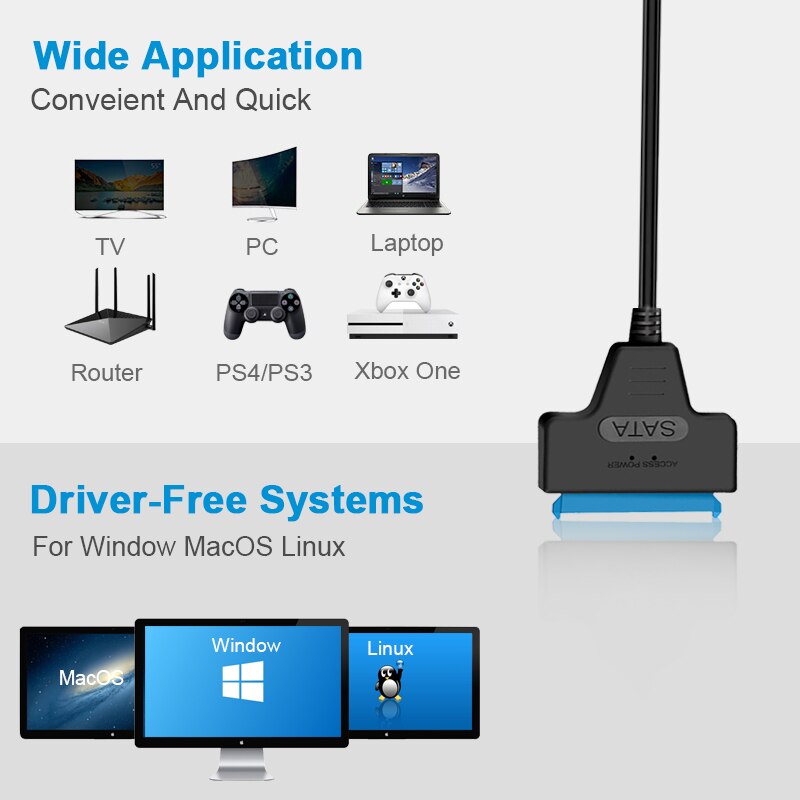 Super Speed USB 3.0 to SATA III 2.5" Hard Disk Converter SATA External SATA3 Hard Drive Adapter Cable For 2.5 Inch SSD HDD