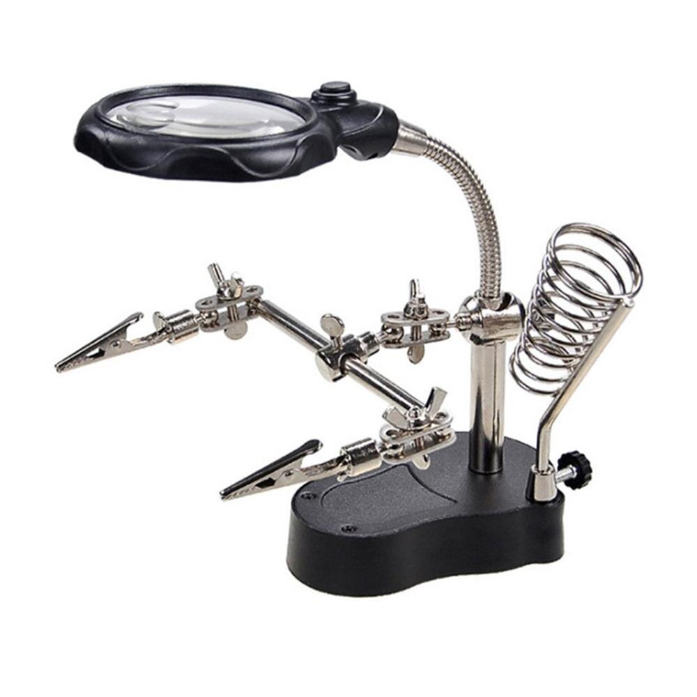 Soldering Iron Station Stand With Welding Magnifying Glass Clip Clamp Third Hand Helping Desktop Magnifier Soldering: Auxiliary clamp