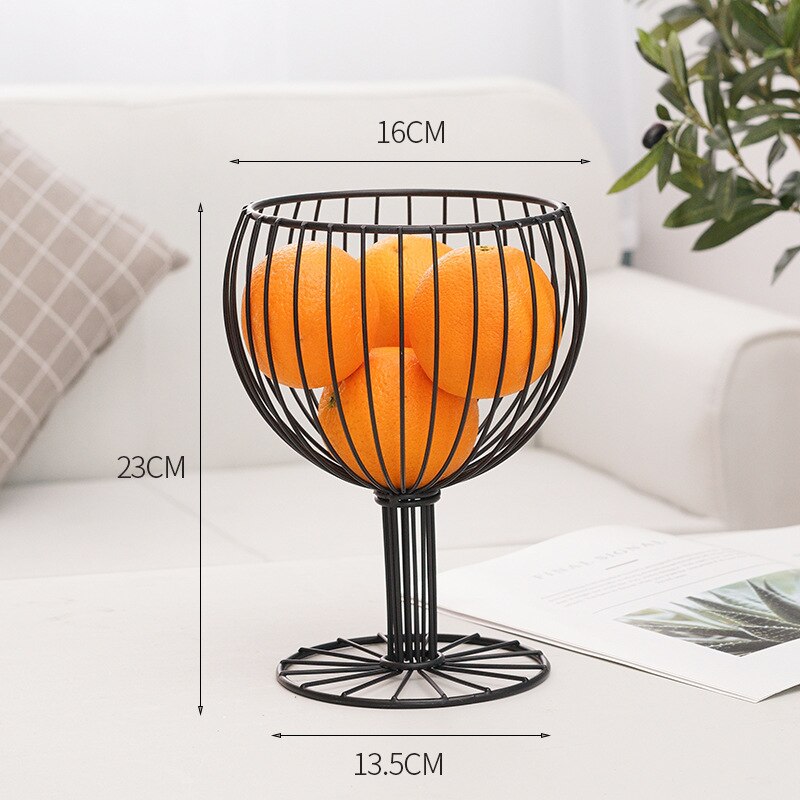 Paniers de rangement en fer forgé de luxe en verre à vin en forme de panier de fruits support de thé Table à manger fruits Snack organisateur panier de bonbons: black