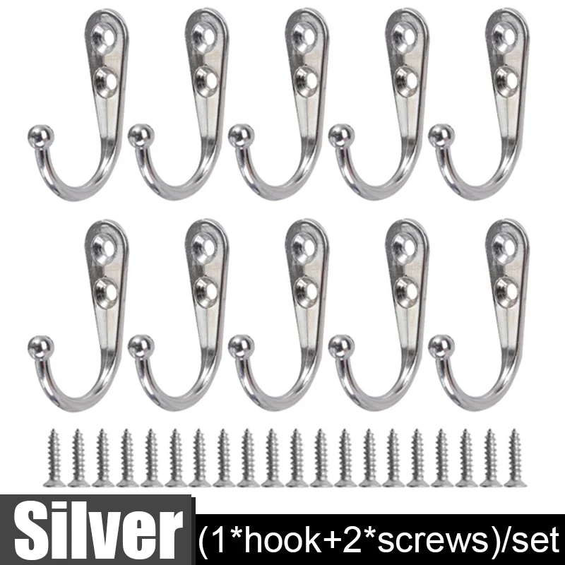 Heavy Duty Alloy Hooks with Screws Wall Mounted Hanging Hangers for Coat Towel Bags Cups Hook Home Storage Rack Holder: XL / green