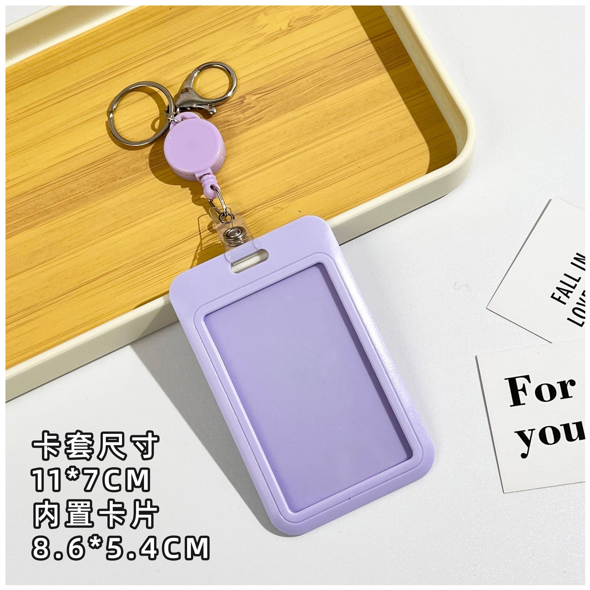 Suporte de crachá de identificação com carretel de crachá porta-cartão retrátil chaveiro nome crachá clipe de manga de cartão de identificação: Transparente