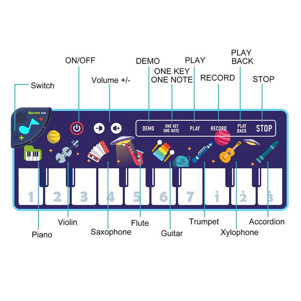 Tapete de Piano para bebé, tapete de teclado Musical, instrumento electrónico de música, alfombra de baile, juguetes educativos para niños pequeños, de navidad