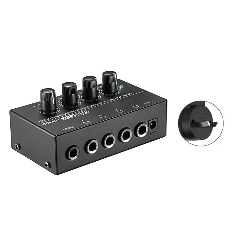 HA400 4 Channels Mini Au-dio Stereo Headphone Amplifier with Power Adapter US/UK/EU/AU Plug: AU
