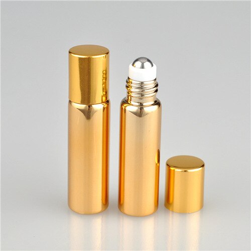 Draagbare 5 ml Lege Make Cosmetische Etherische Olie Oogcrème Roll On Parfumflesjes Roller Ball Container Beauty Tools Reizen: Gold
