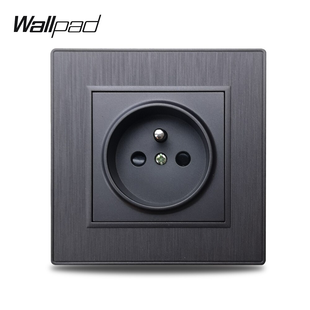 Wallpad S6 Französisch Steckdose Steckdose Stecker 3 Farbe Gebürstet PC Kunststoff Nachahmung Aluminium: Schwarz