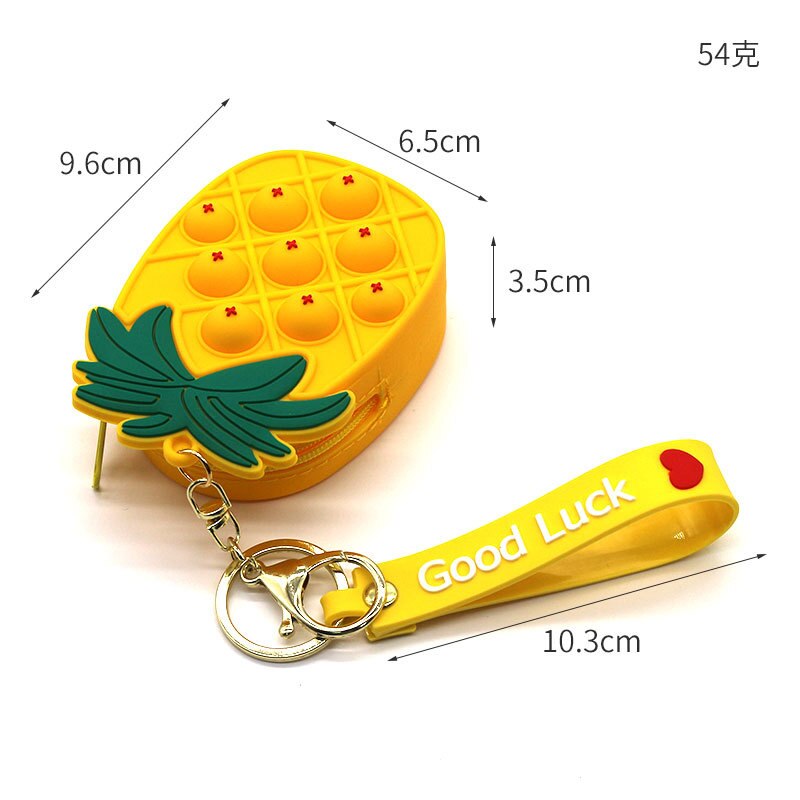 Popo fidget toy popper sensory popet silikon push bubble schreibwaren aufbewahrungsbeutel popite poppit dekompressions-münzbeutel: Ananas-b