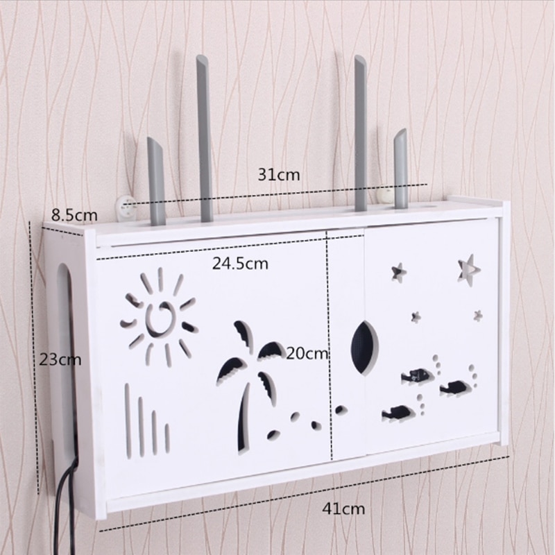 Urijk trådlös wifi router förvaringsbox pvc panel trä-plast hylla väggbeklädnader fäste kabel förvaring heminredning-
