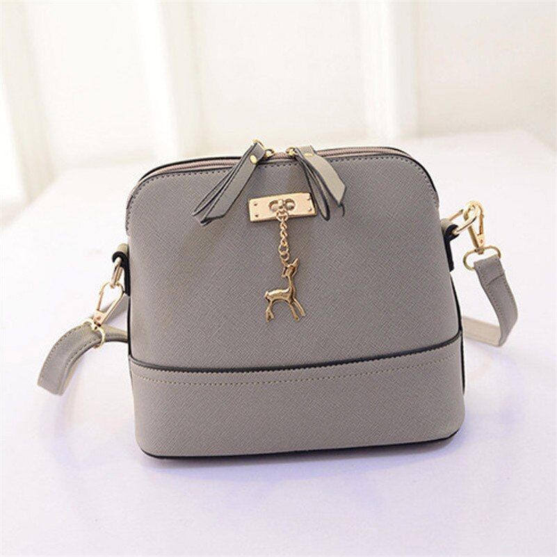 Sac à bandoulière en cuir pour femmes, sacoche à petite coque, sac à bandoulière de célèbre, épissé de cerf, Collision couleur: gray