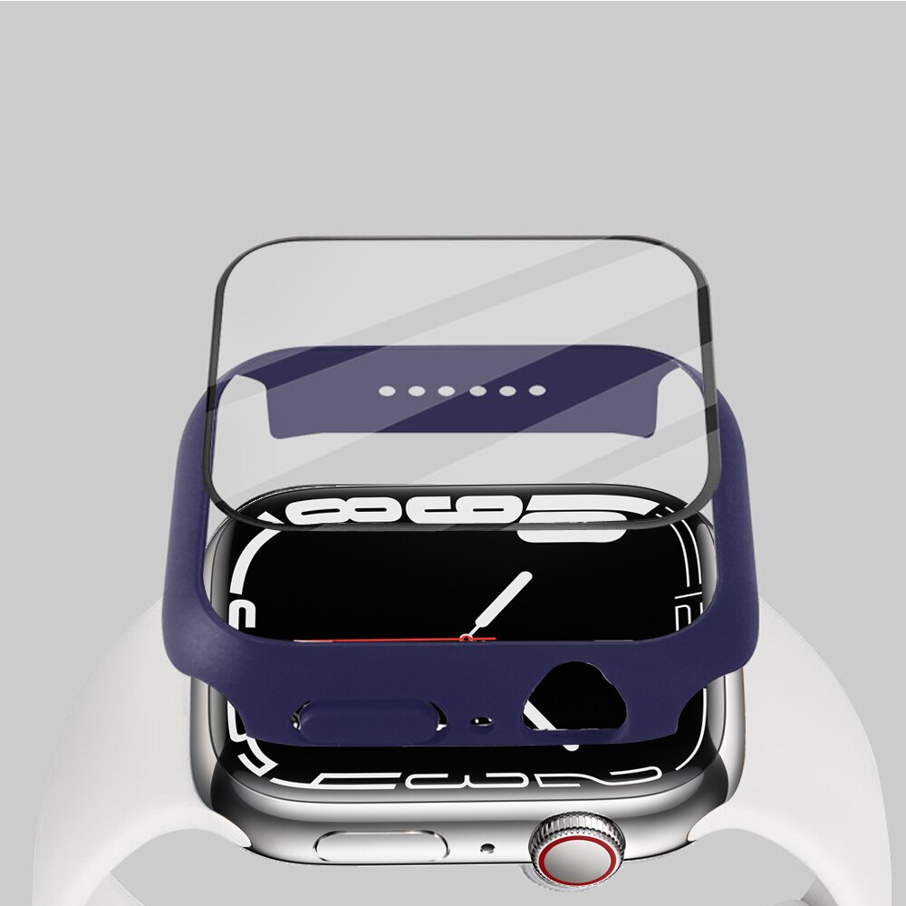 Verre + couvercle pour Apple Watch 7, coque de protection 45mm 41mm iwatch série 7, antichoc + écran pour Apple watch 7 45mm, accessoires