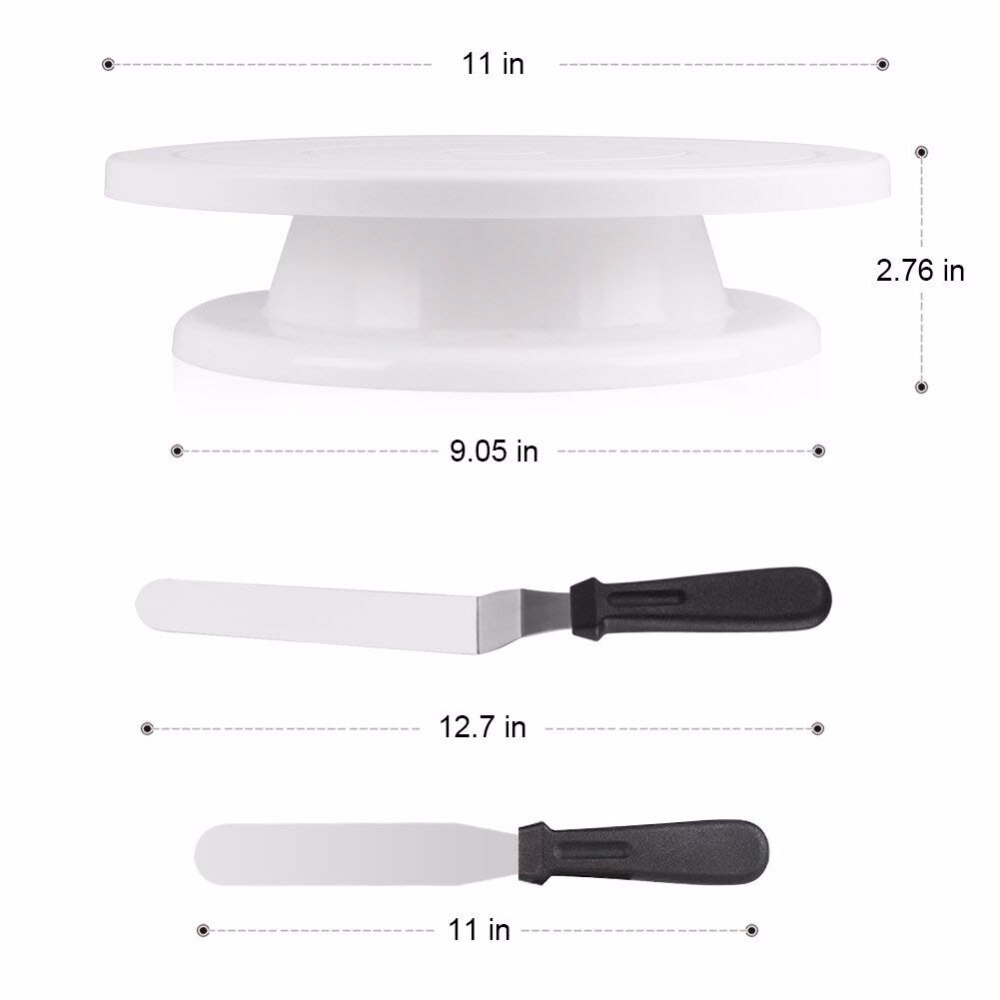 Roterende Taart Draaitafel (11 Inch) Met 2 Icing Spatel En Icing Soepeler, Cake Decorating Gereedschap, kleuren Willekeurige