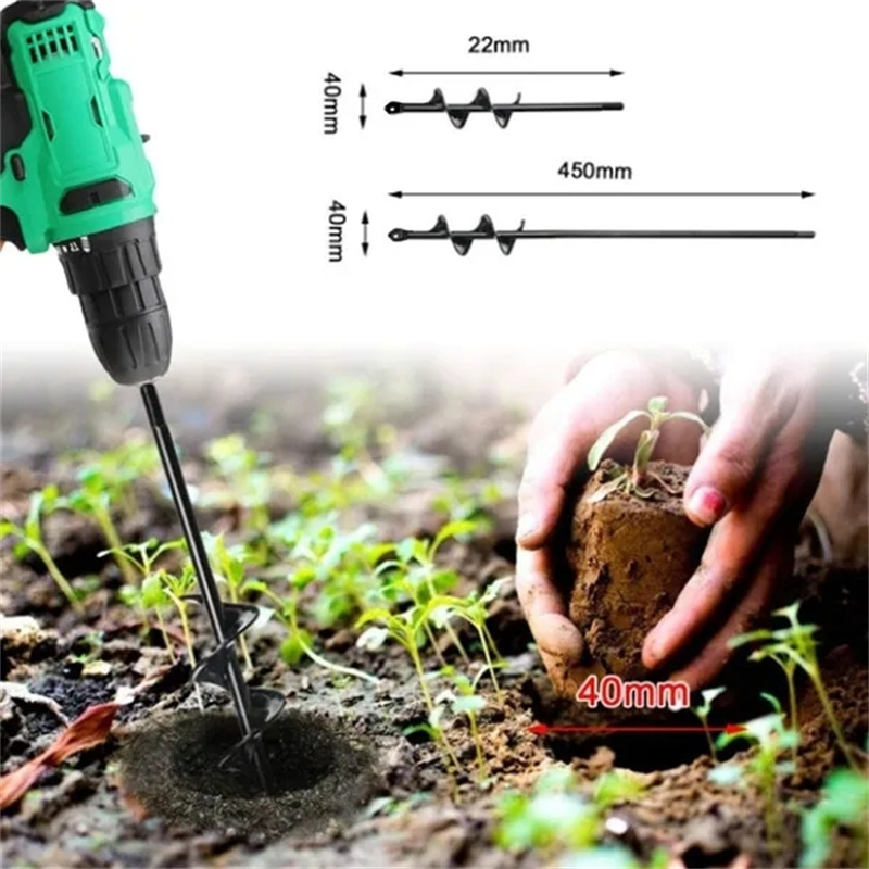 Foret en spirale pour tarière de jardin, jardinière de fleurs de jardinage, perceuse de terre, outil de creusement de trous de plantation, accessoires de foret pour sol en vrac