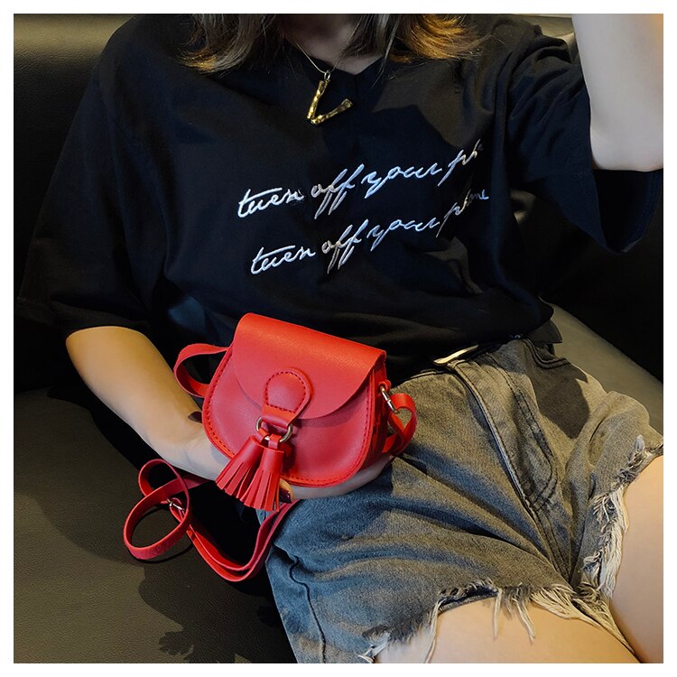 Dames sleutel portemonnees pu schouder mini tas dames crossbody satchel tote effen mini handtassen met kwastjes