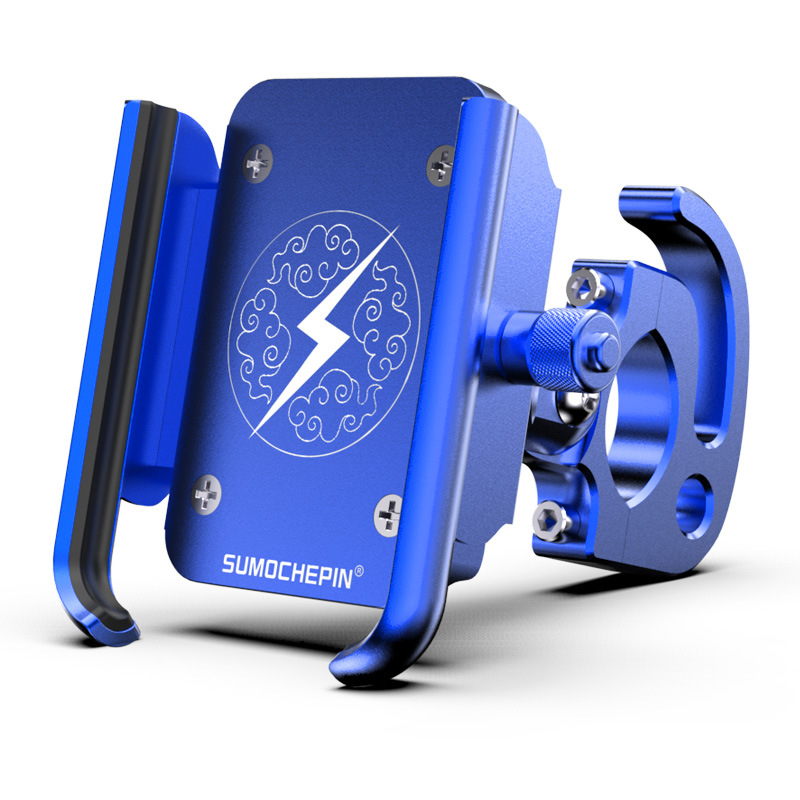 Soporte Universal de aleación de aluminio para manillar de motocicleta, soporte para teléfono celular con gancho para teléfonos móviles de 4-6,5 pulgadas, GPS, etc.: A01Blue
