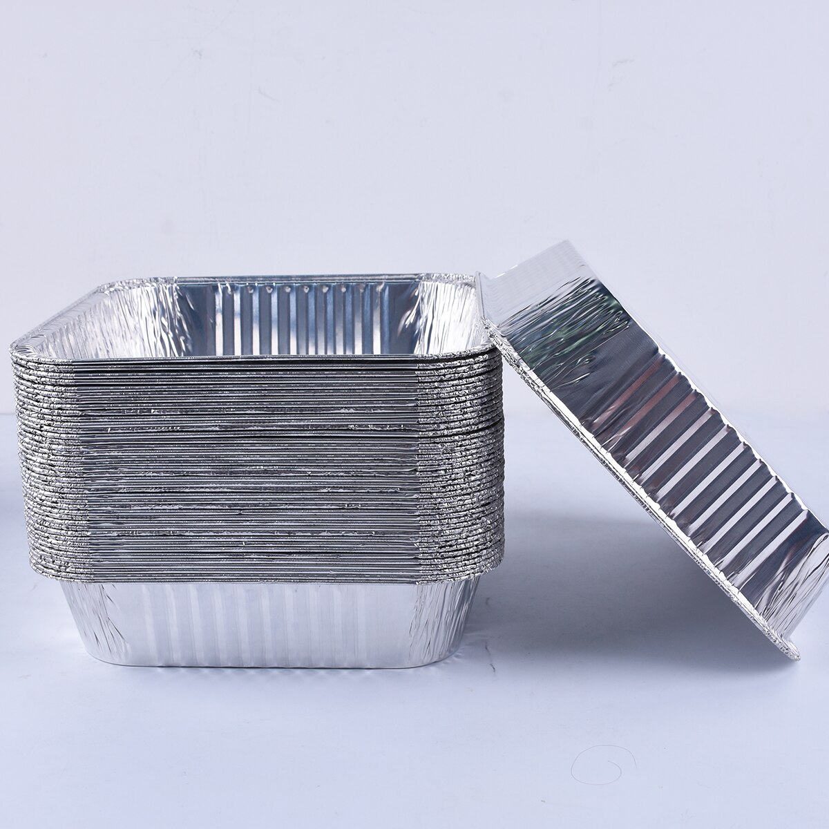 50pcs 9" Aluminum Foil Containers With Lid For Restaurant Take-Out Packing Food